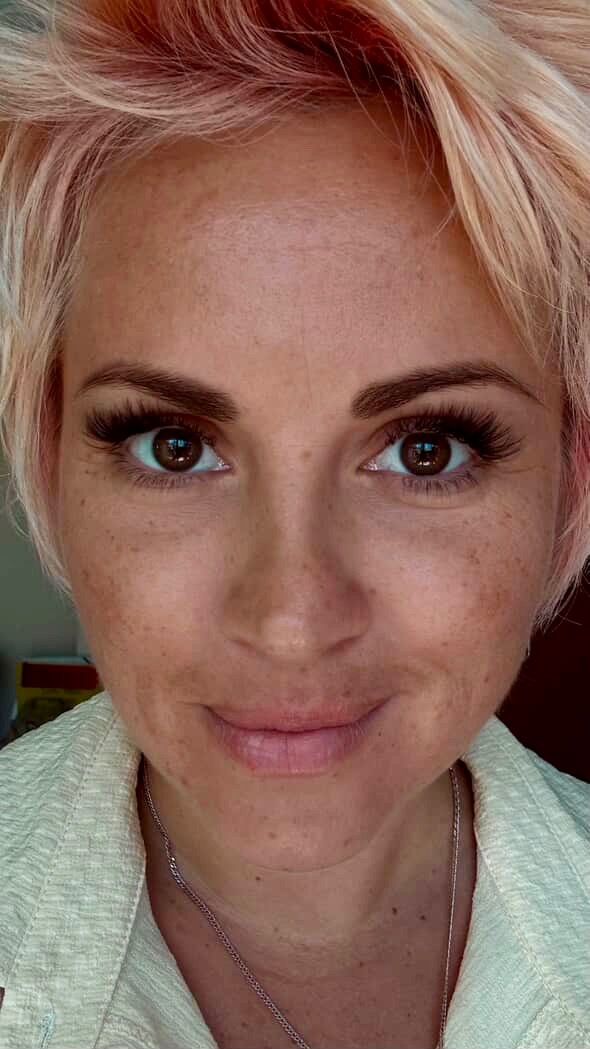 Wispy lash extensions close-up